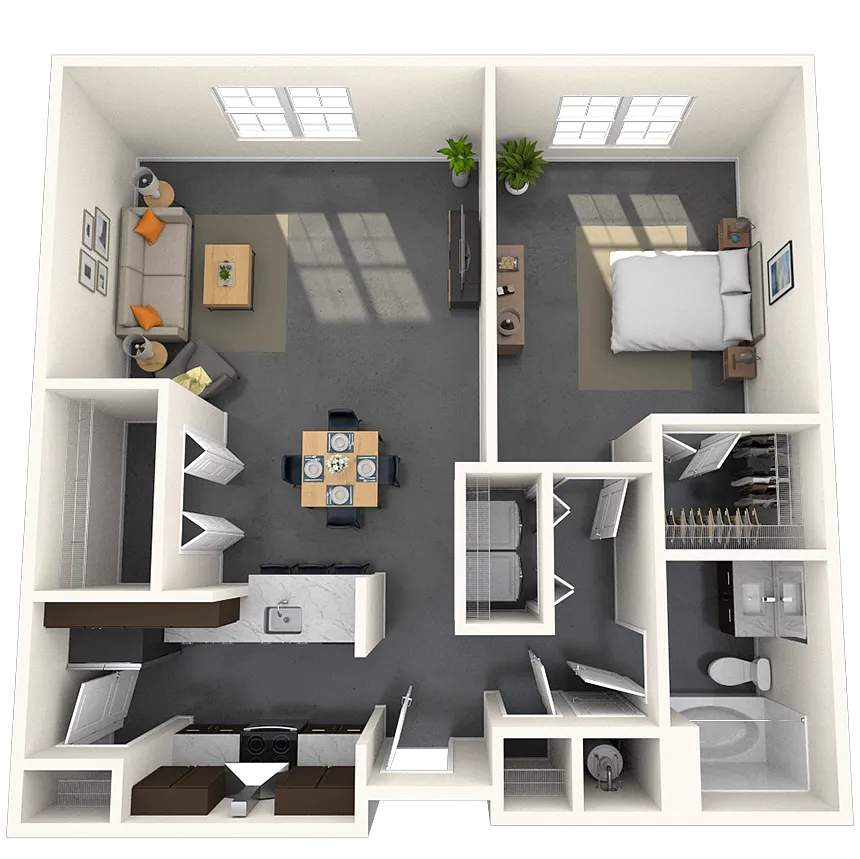 Floor plan Traditional 1x1 713-1138 SF