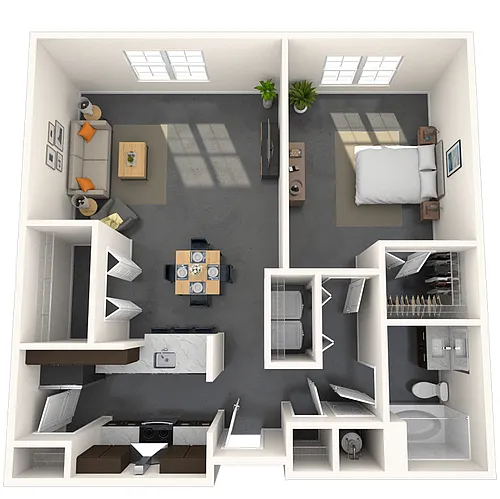Floor plan Traditional 1x1 713-1138 SF