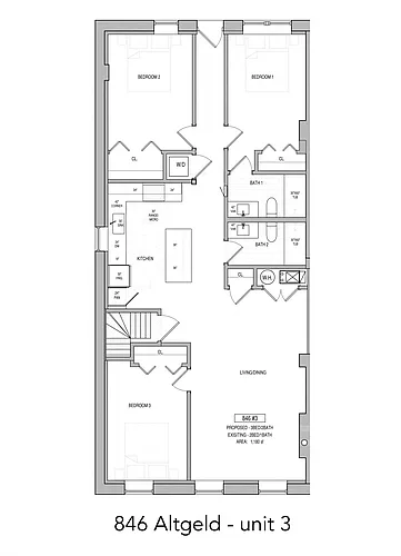 Floor plan 3 Bedroom - 2 Bathroom