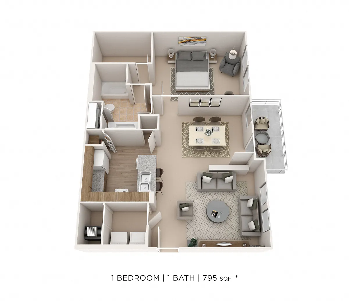 Floor plan One Bedroom-795 sqft