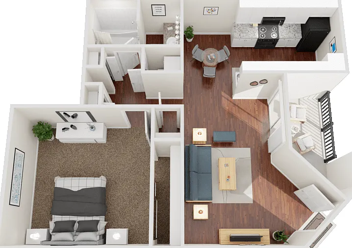 1x1 Floorplan Diagram