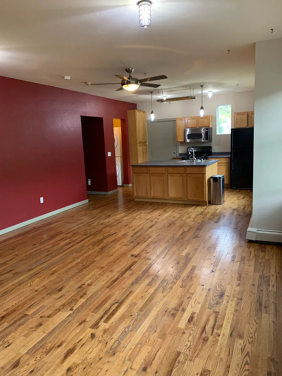 Good storage in the kitchen with some custom storage that we added. stacked high end full size, front loading washer and dryer in the room next to the kitchen. - 511 Metcalf Rd #K33