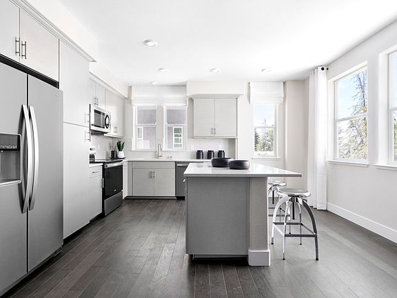 Kitchen with large windows and plenty of light