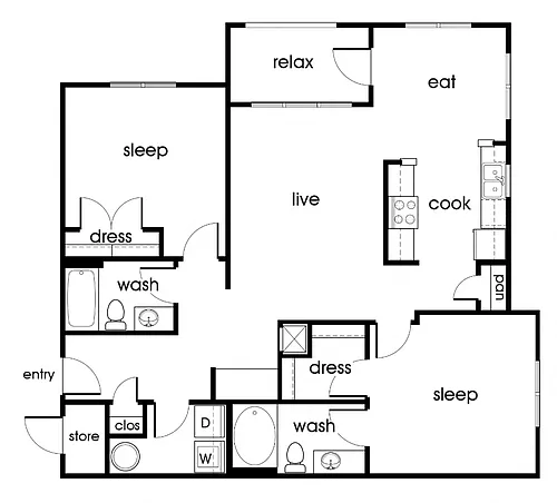 Floor plan 2B - 60