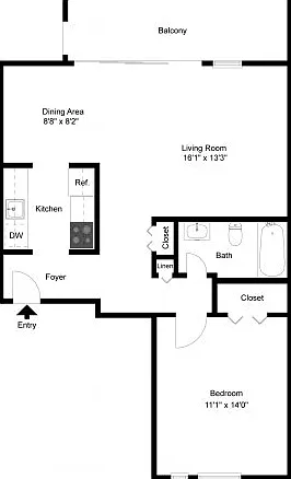 One bedroom floor plan One bedroom floor plan