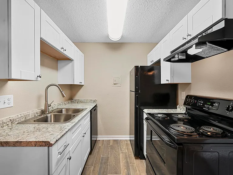 Updated kitchen with black appliances