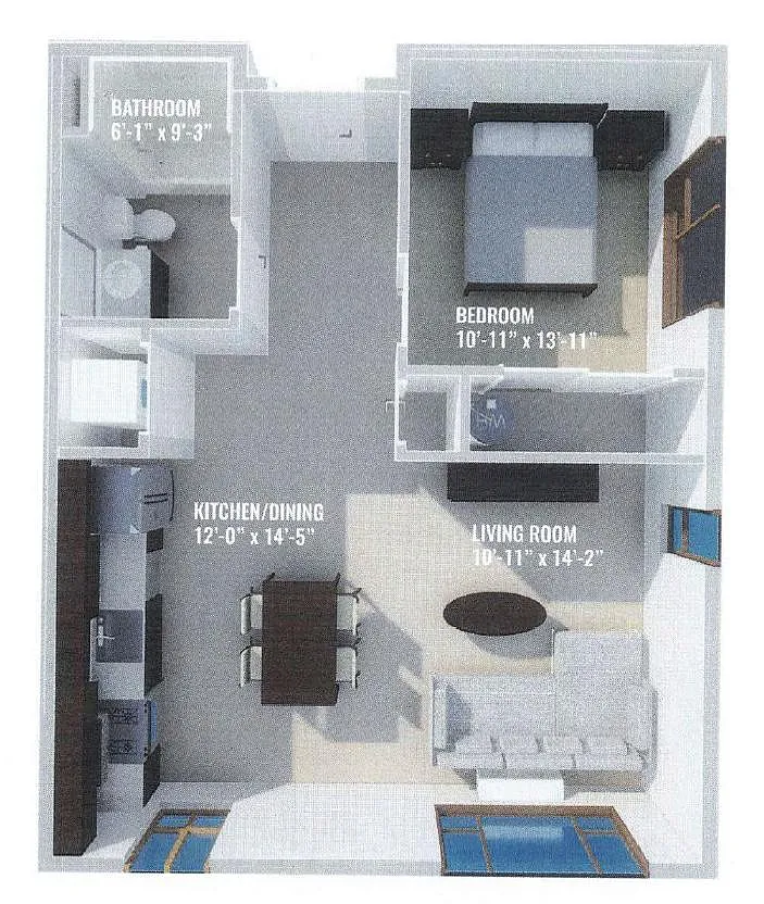 Floor plan 1 Bedroom B