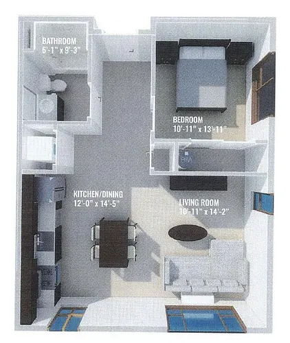 Floor plan 1 Bedroom B