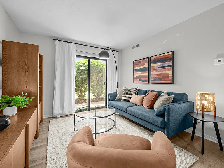 Living Room with Private Patio - Platinum Interior