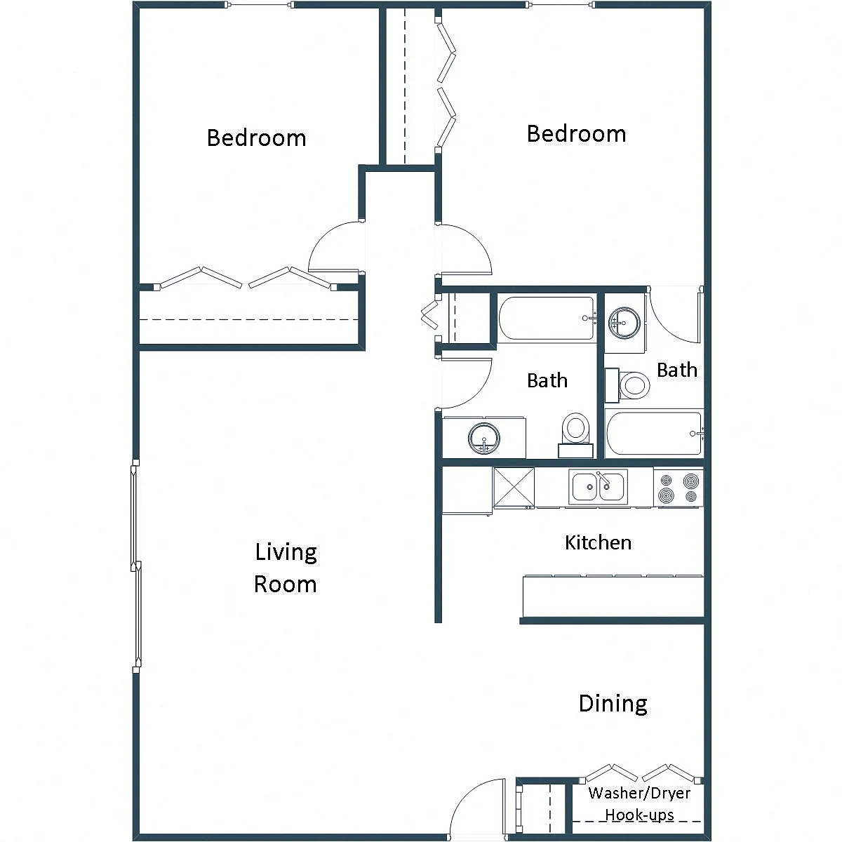 Floor plan Two Bedroom 22A