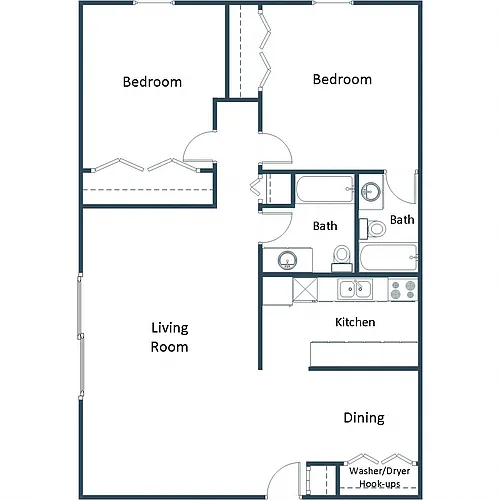 Floor plan Two Bedroom 22A