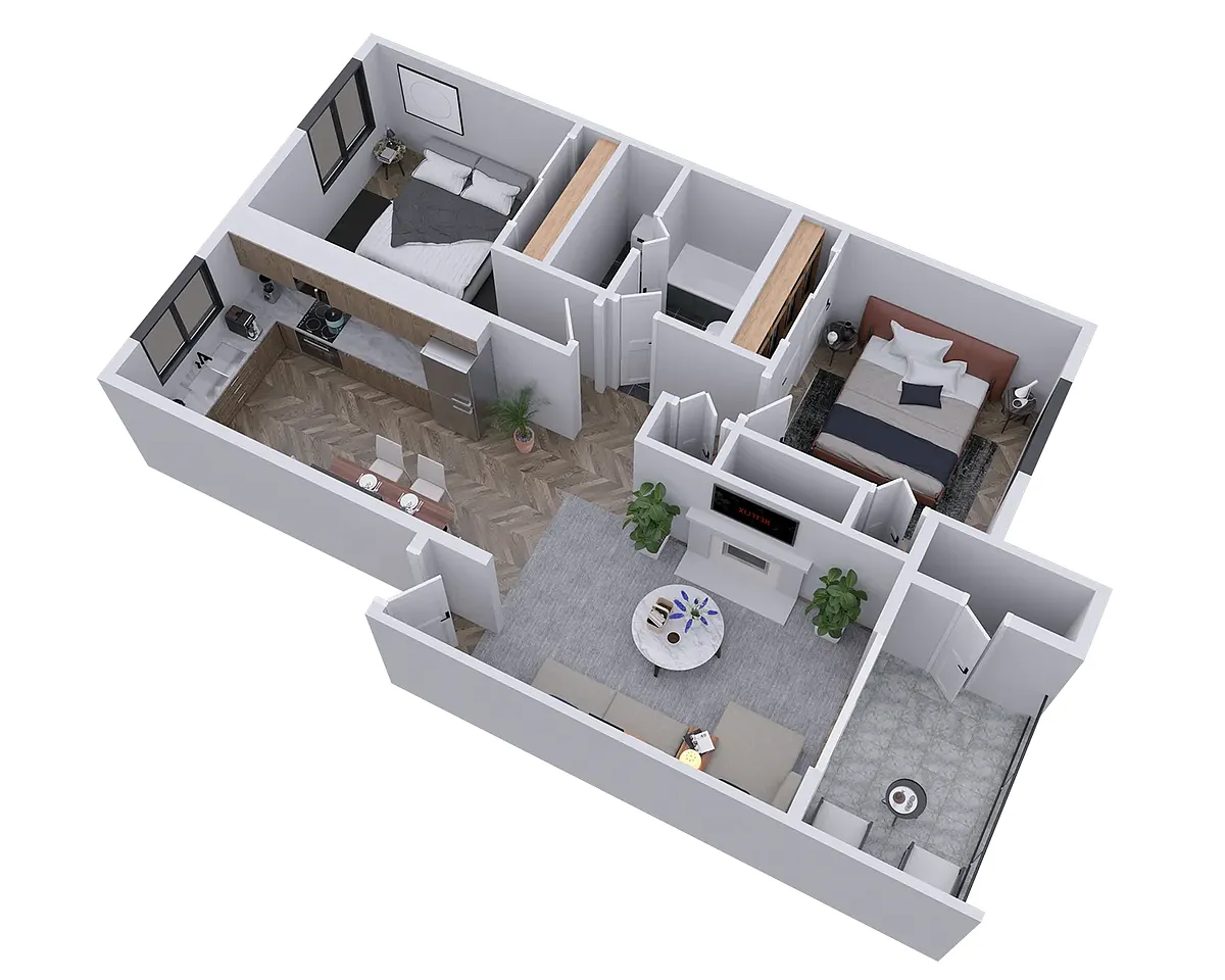 Floor plan 2 bedroom 1 bathroom