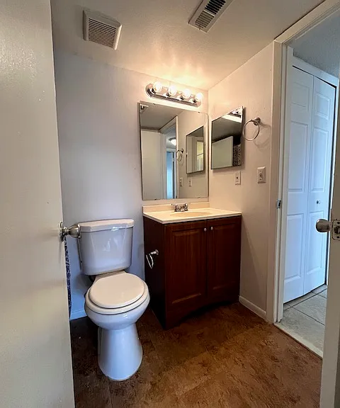 View of bathroom from bedroom