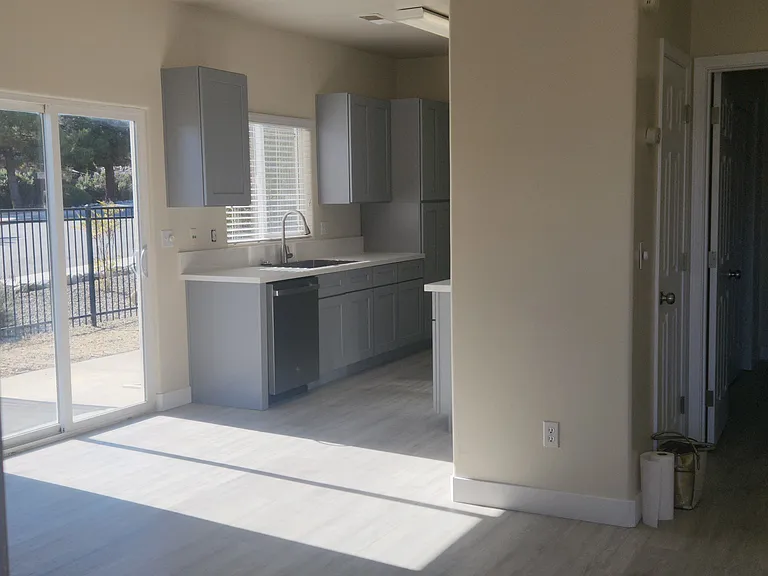 Kitchen and backyard view when you enter the house