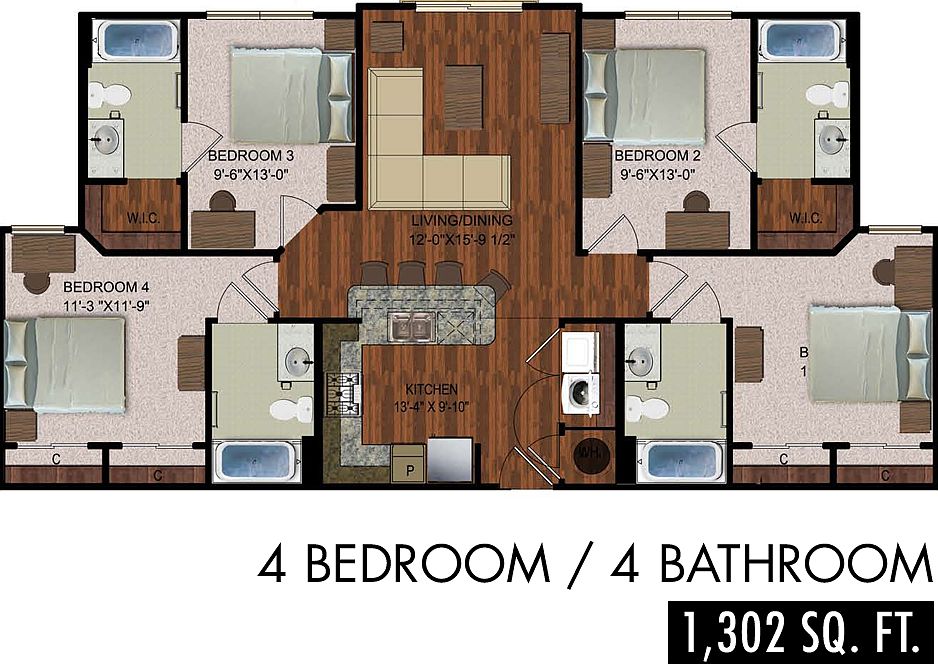 Apartment Map, Bedroom advertised is 3