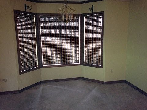 family room with bay window