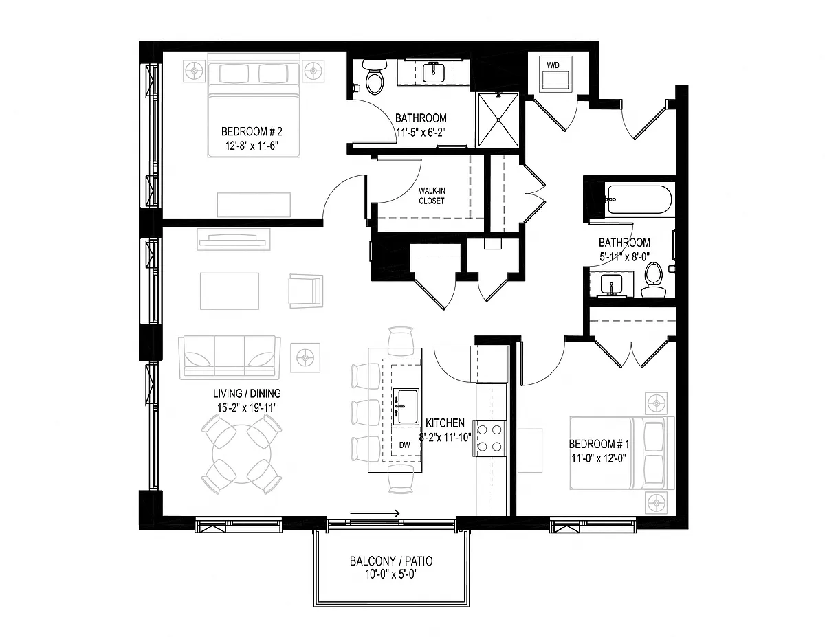 Floor plan 2 Bed/2 Bath-2.2C
