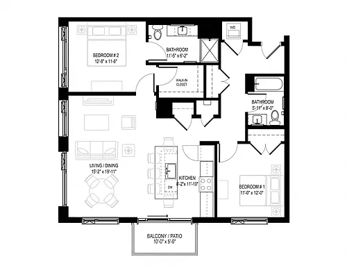 Floor plan 2 Bed/2 Bath-2.2C