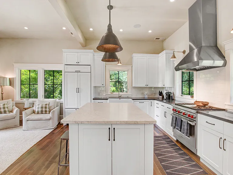 Litchen with Marble Island, Wolf Range and Sub-Z Paneld Refridgerator