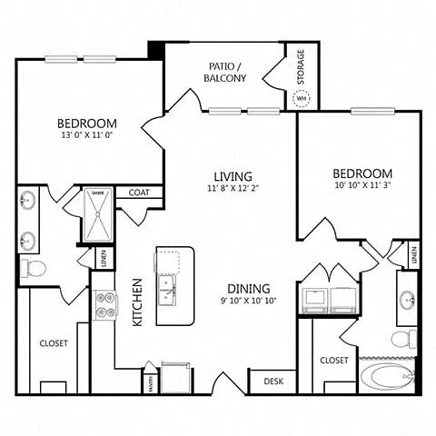 Floor plan 2X2 B1