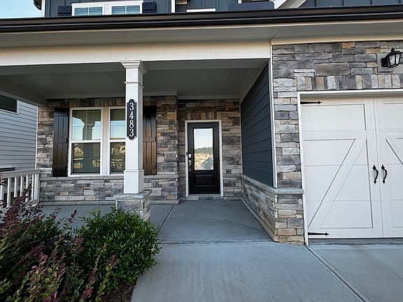 Front porch with stone