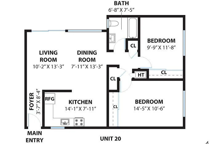 Floor plan Two Bedroom