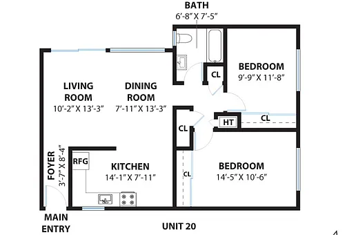 Floor plan Two Bedroom