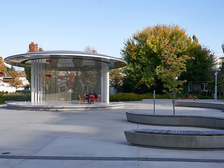 Enjoy open park spaces and unique architecture.