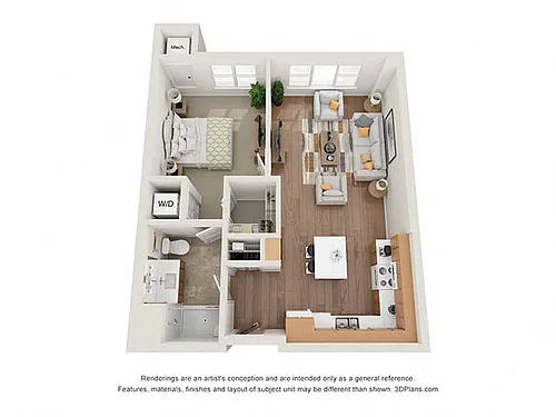 Floor plan One Bedroom - B