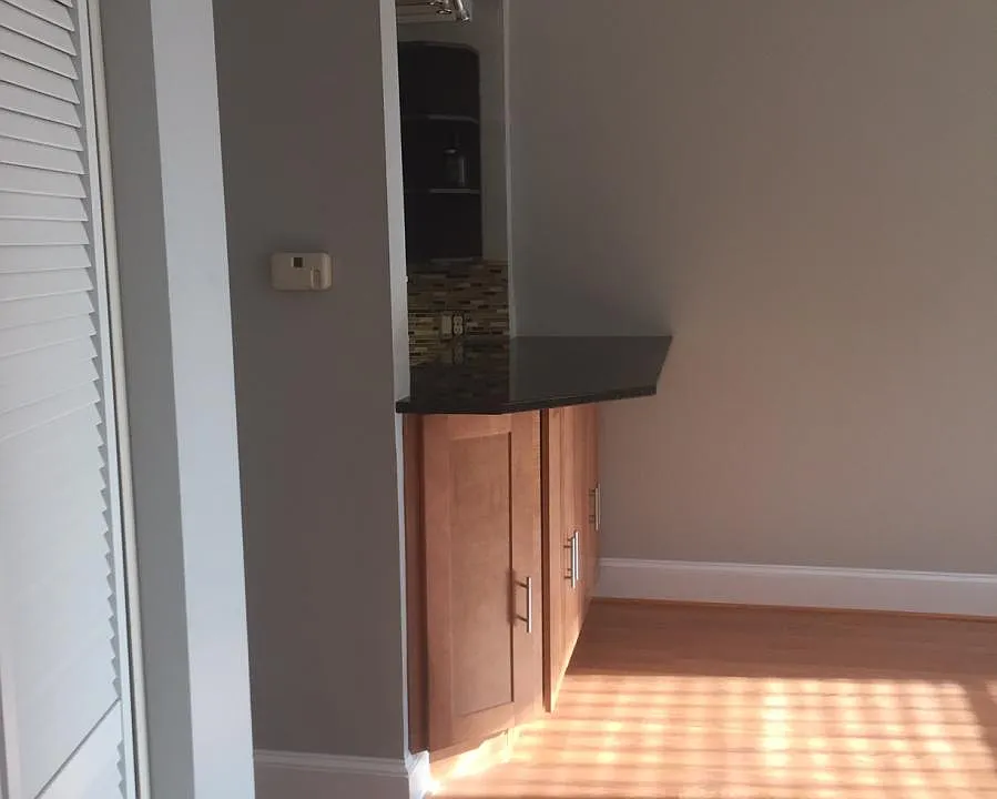 Kitchen counter for stools/storage