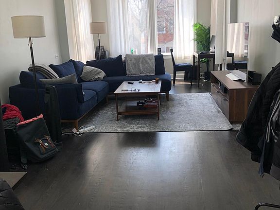 Example of Living room with furniture - from dining room view