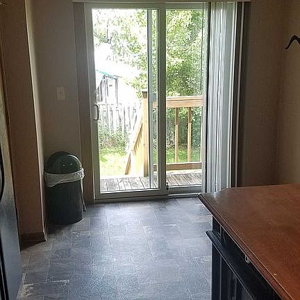 Kitchen facing small deck