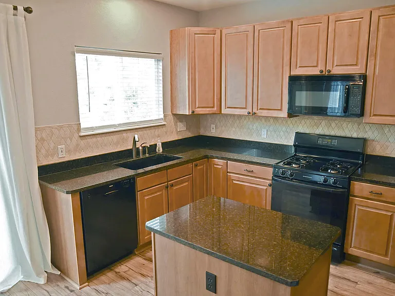 Slab Granite and Gas Stove