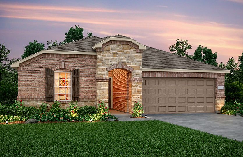 Exterior R - The Rayburn plan, a one-story home with 2-car garage