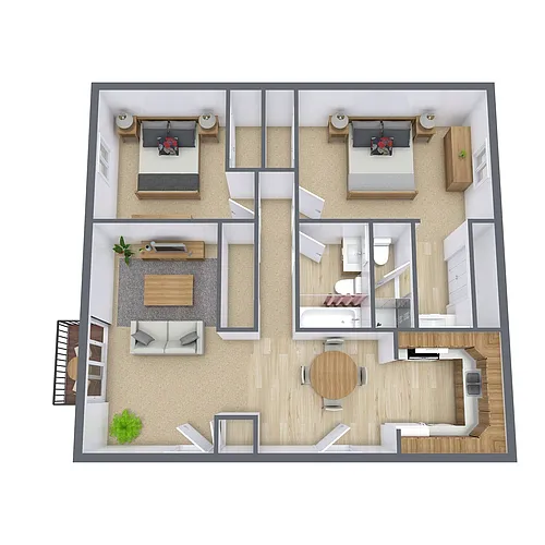 Floor plan Two Bedroom 22F