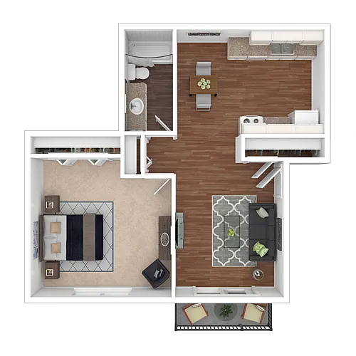 Floor plan One Bedroom - Renovated