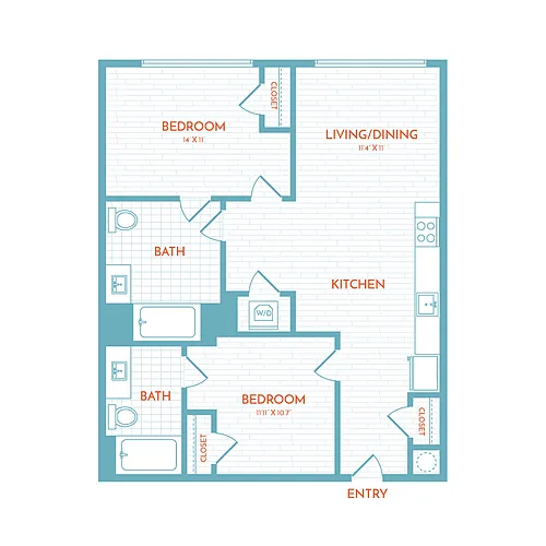 Floor plan E10 | 2 Bed | 2 Bath