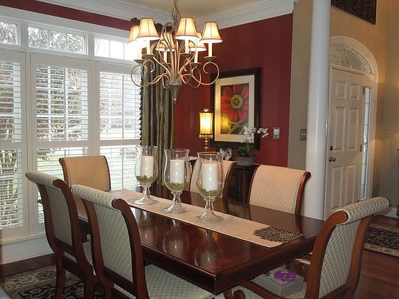 Dining Room : Custom stripe paint & custom window treatments