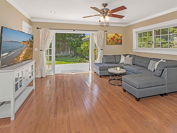 Family room French doors that open to backyard