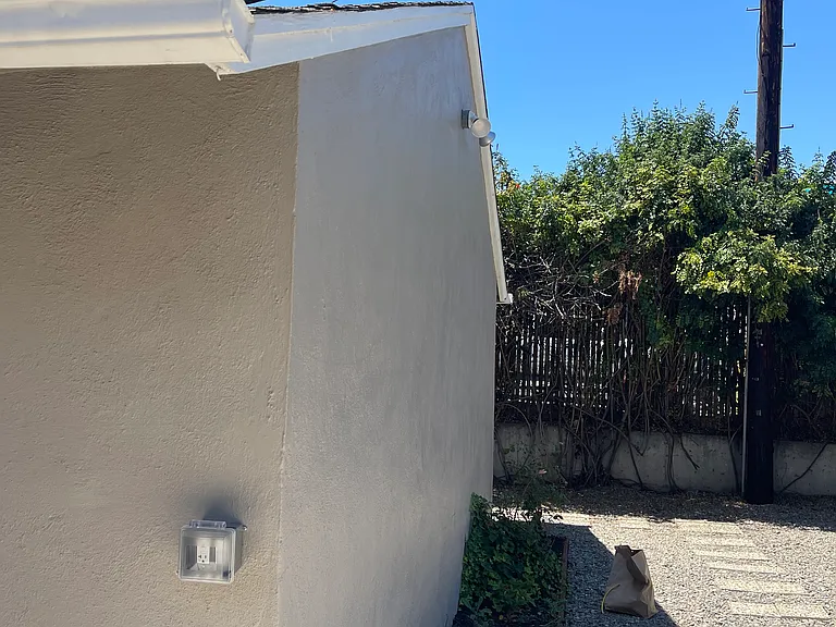 NEWLY INSTALLED PATIO LIGHTS IN PRIVATE BACKYARD FOR ENTERTAINING.