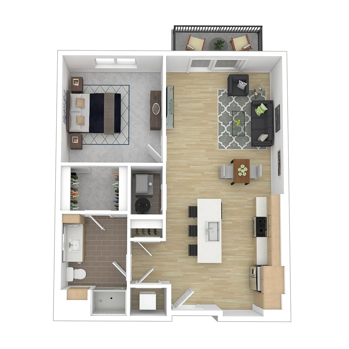 Floor plan One Bed One Bath 1A.6