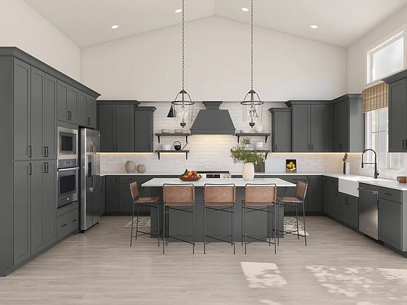 Kitchen with vaulted ceiling