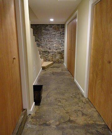 Hallway with large closets 
