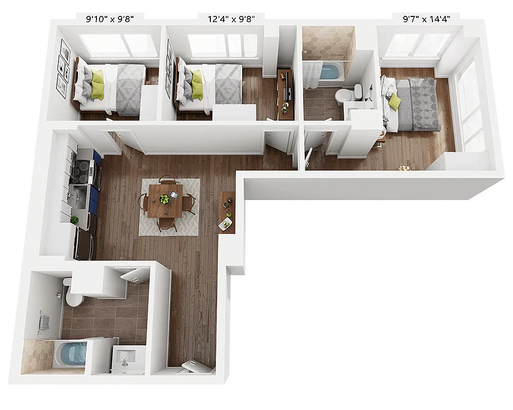 Floor plan Three Bedroom C2F