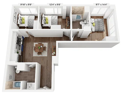 Floor plan Three Bedroom C2F