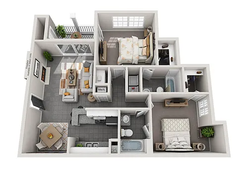 Floor plan B2: 2 Bed 2 Bath