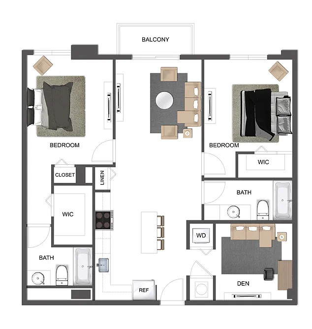 Floor plan B3 + Den