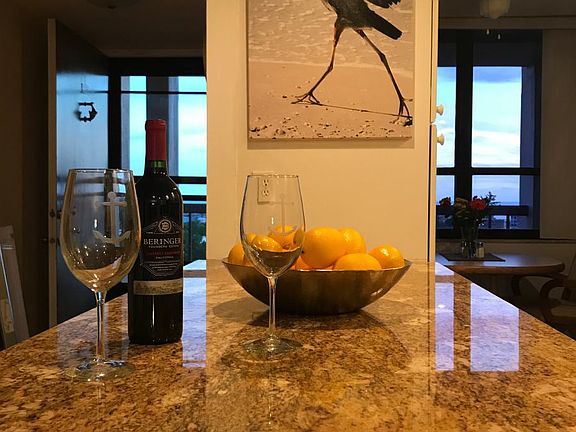 Kitchen with beautiful view to the Gulf of Mexico