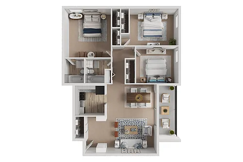 Floor plan 3 Bed - MidRise