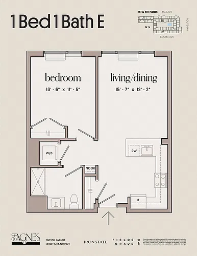 Floor plan 1 Bed 1 Bath E